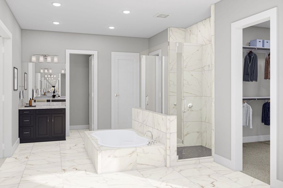 Representative furnished interior of a home built from the Seville by Tri Pointe Homes in Woodson’s Reserve, Spring (Image 25).