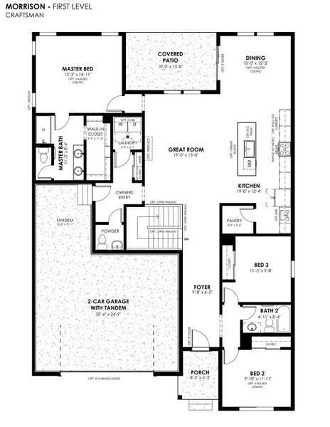 2D floor plan layout for the Morrison by Hartford Homes in Trailside, Timnath, CO (Image 5).