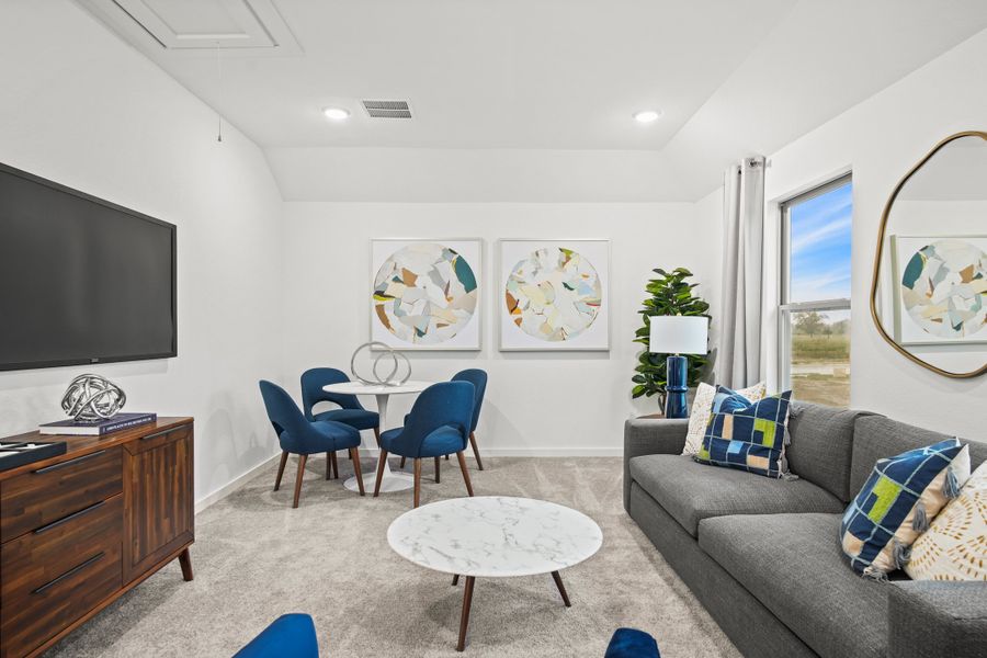 Game Room in a Trinity Ranch Oak Model home in Elgin TX by Trophy Signature Homes