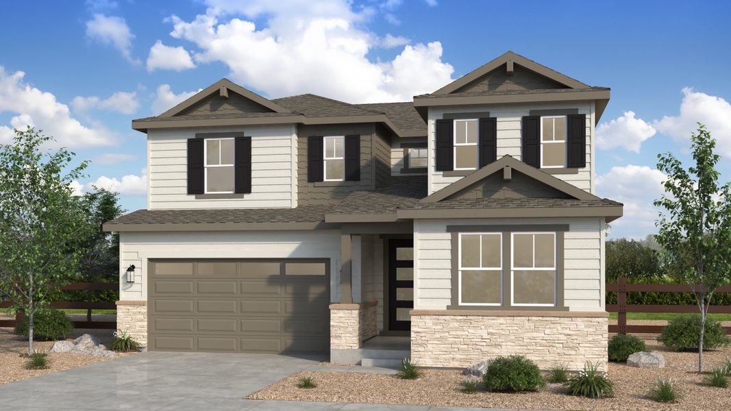 Representative exterior photo of a completed home built from the Fairmount by Taylor Morrison in Parterre, Thornton, CO (Image 18).