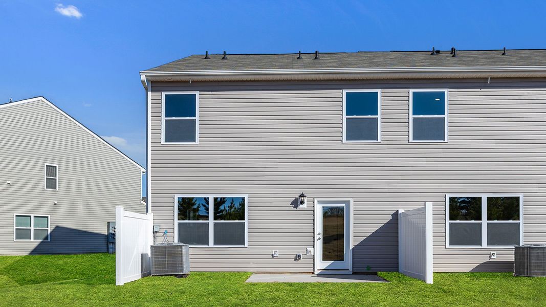 Exterior details and patio area of a home in Brookside Ridge Townhomes, Greer (Image 3).
