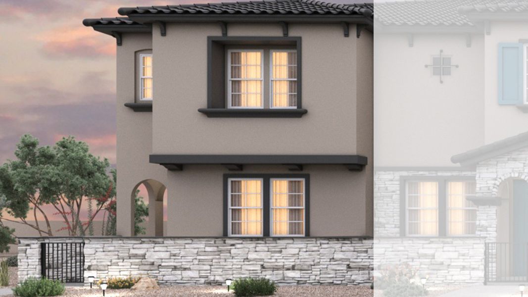 Representative exterior photo of a completed home built from the The Delaney by DRB Homes in Surprise City Center, Surprise, AZ (Image 2). Representative exterior photo of a completed home built from the The Delaney by DRB Homes in Surprise City Center, Surprise, AZ (Image 2).