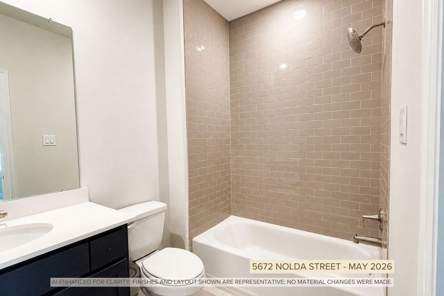 Even the secondary bath is already looking polished, with tile surround, modern fixtures, and clean neutral finishes in place. This home is still under construction, but the style and quality are easy to see — with an early August move-in timeline on the horizon. Even the secondary bath is already looking polished, with tile surround, modern fixtures, and clean neutral finishes in place. This home is still under construction, but the style and quality are easy to see — with an early August move-in timeline on the horizon.