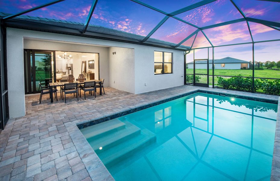 Pool with screen enclosure, perfect for entertaining