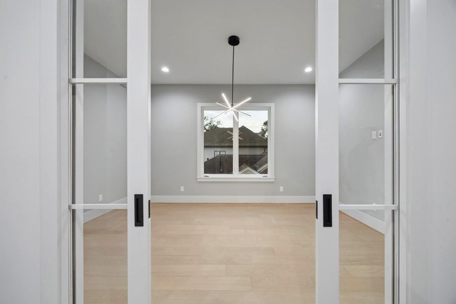 Second Floor Study with a Jaxx 24" Wide LED Sputnik Chandelier.  This Room is also Pre-Wired for Home Theatre (5 Speaker Locations and 1 Sub-Woofer).