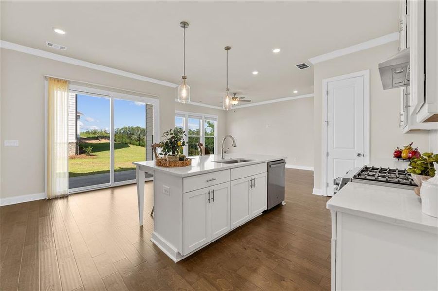 Furnished interior view inside a new home in Palisades Single Family, Cumming (Image 7). Furnished interior view inside a new home in Palisades Single Family, Cumming (Image 7).