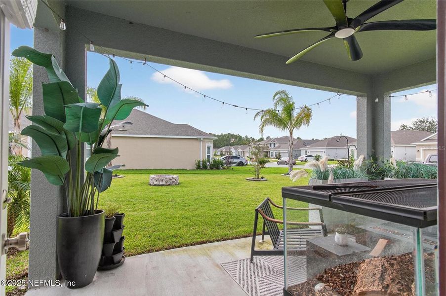 Exterior details and patio area of a home in Sawmill Creek at Palm Coast Park, Palm Coast (Image 26).