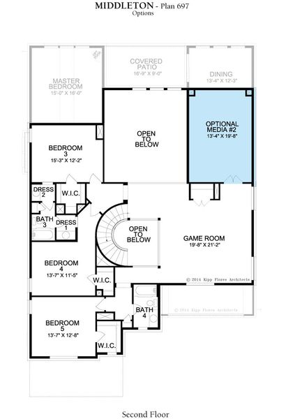 2D floor plan layout for the Middleton by Landon Homes in Lexington Frisco, Frisco, TX (Image 26).