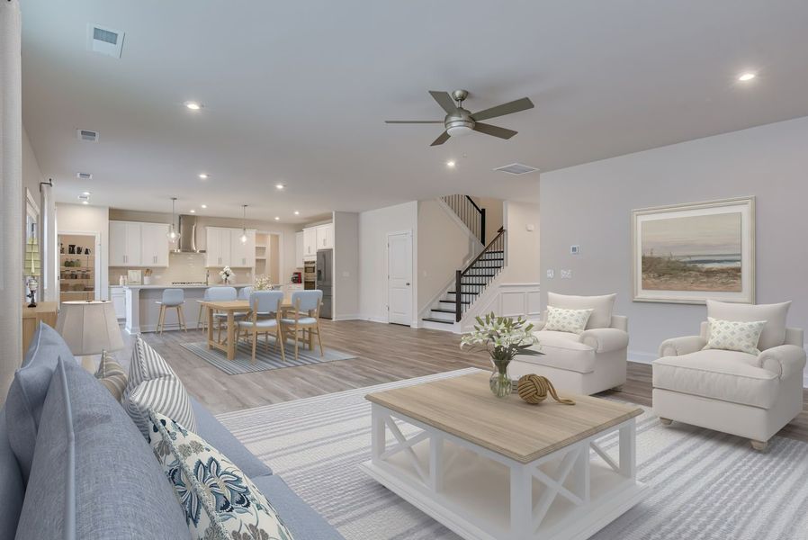 Family Room, Dining Area, and Kitchen
