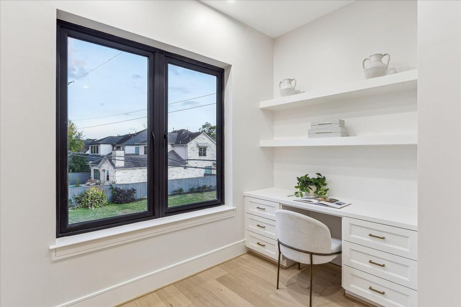 Bedroom #3 - offers built-in desk and shelves.