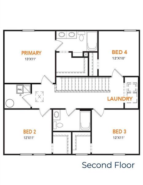 2D floor plan layout of this home in Waterside at Cedar Creek, Abilene, TX (Image 6).