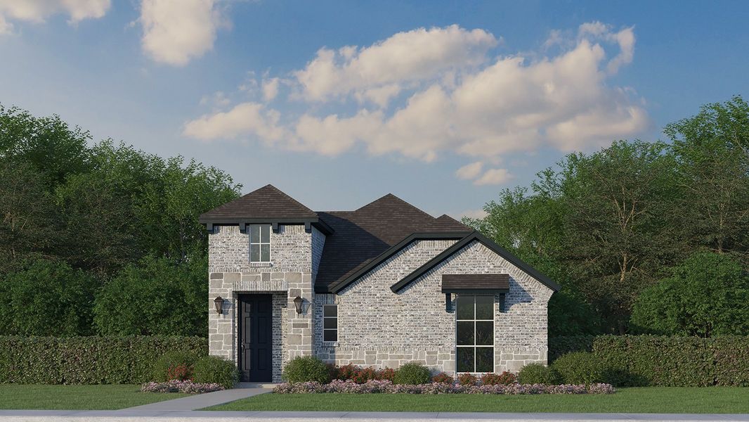 Plan 1450 Elevation B with Stone Plan 1450 Elevation B with Stone