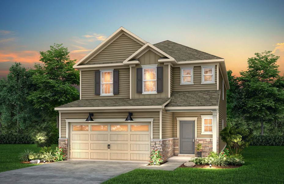 Front exterior of a new home in Parkside Crossing, Charlotte, NC, highlighting curb appeal (Image 18).