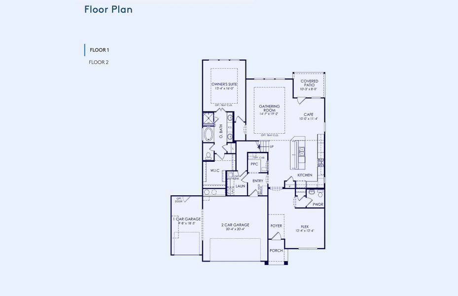 2D floor plan layout of this home in Crescent Bluff, Georgetown, TX (Image 5).