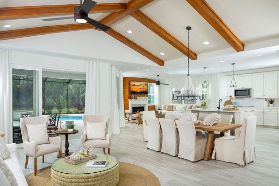 Representative furnished interior of a home built from the Trinidad Bay by Minto Communities in Latitude Margaritaville Watersound, Panama City Beach (Image 8).
