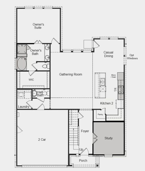 Additional Highlights Include: Stair railing, study, slide in tub at primary bath with acrylic pan at shower, gourmet stainless steel appliances, quartz countertops in kitchen and primary bath, luxury vinyl plank flooring on main floor and upgraded wall and floor tile.