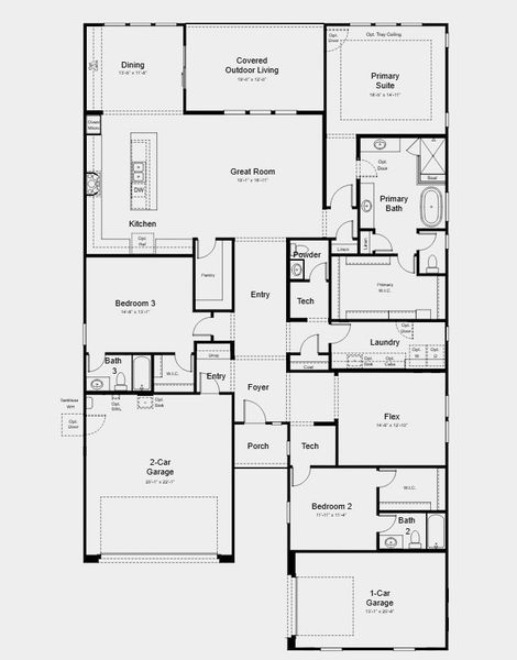 2D floor plan layout for the Ridgeline by Taylor Morrison in Ladera Trails, Peoria, AZ (Image 3).