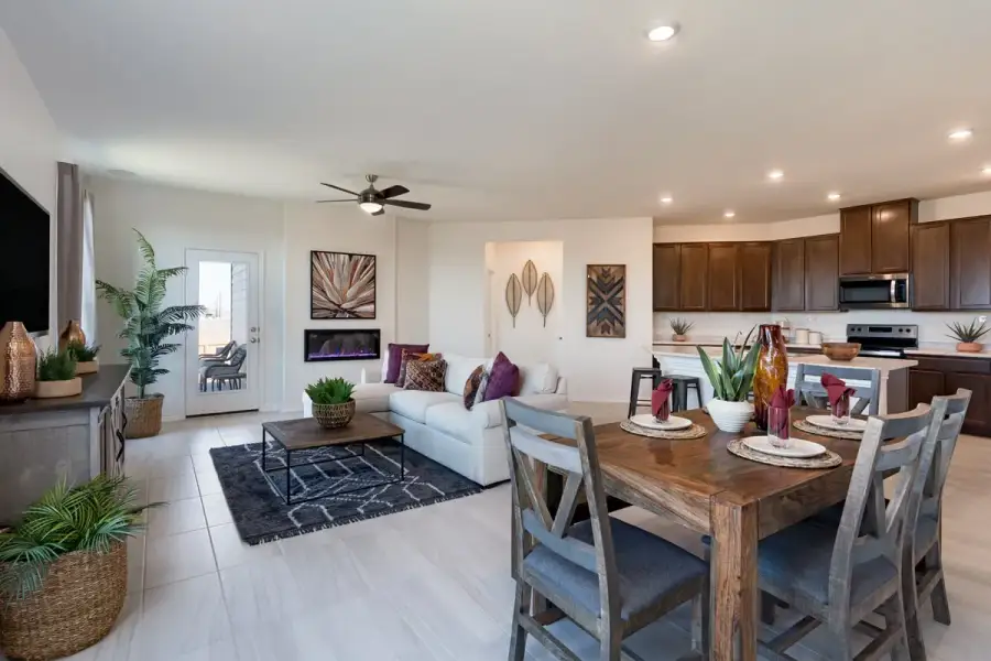 Representative furnished interior of a home built from the 1549 by KB Home in Espino, San Antonio (Image 4). Representative furnished interior of a home built from the 1549 by KB Home in Espino, San Antonio (Image 4).