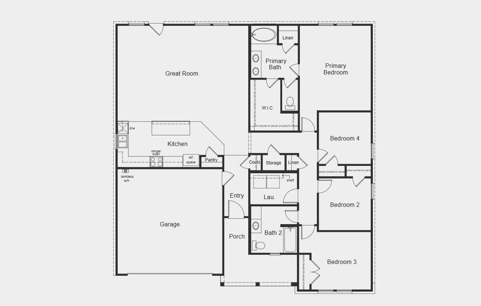 2D floor plan layout for the Plan 1888 by KB Home in Sierra Vista at Kelly Ranch, Aledo, TX (Image 3). 2D floor plan layout for the Plan 1888 by KB Home in Sierra Vista at Kelly Ranch, Aledo, TX (Image 3).