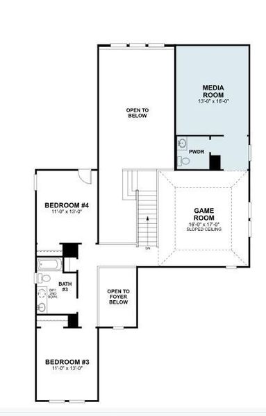 2D floor plan layout of this home in Lily Creek at Sutton Fields, Aubrey, TX (Image 3). 2D floor plan layout of this home in Lily Creek at Sutton Fields, Aubrey, TX (Image 3).