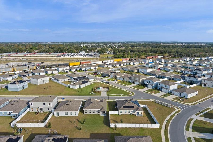 Aerial view of neighborhood