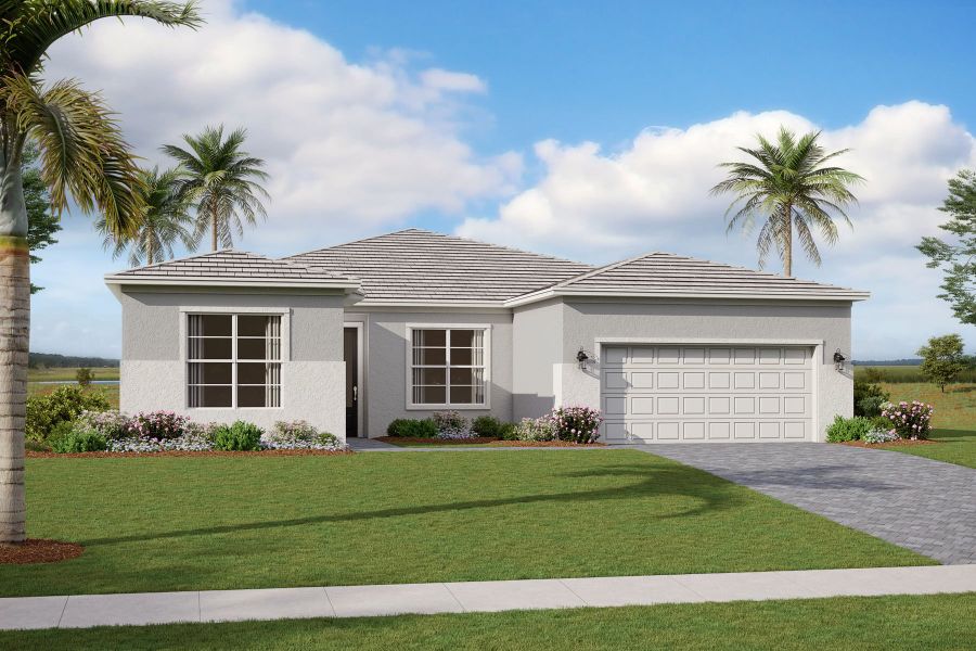 Representative exterior photo of a completed home built from the Aurora by Mattamy Homes in Tradition, Port St. Lucie, FL (Image 9).