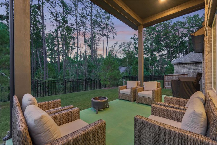 Exterior details and patio area of a home in Woodforest 50′, Montgomery (Image 25).