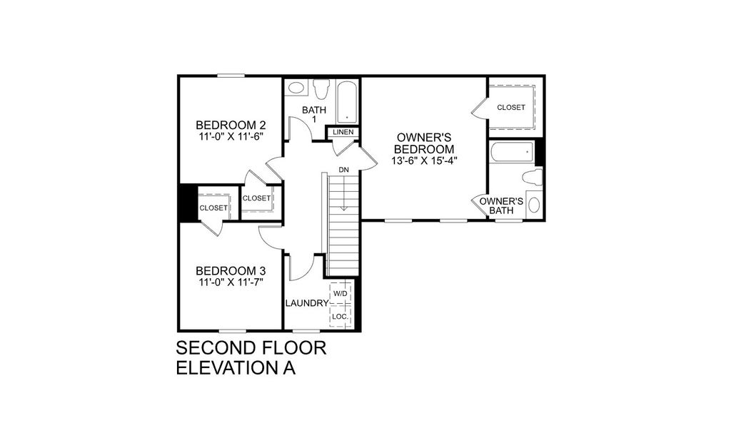 2D floor plan layout for the Aspen by Ryan Homes in Cameron Ridge 2-Story, Columbia, SC (Image 3). 2D floor plan layout for the Aspen by Ryan Homes in Cameron Ridge 2-Story, Columbia, SC (Image 3).