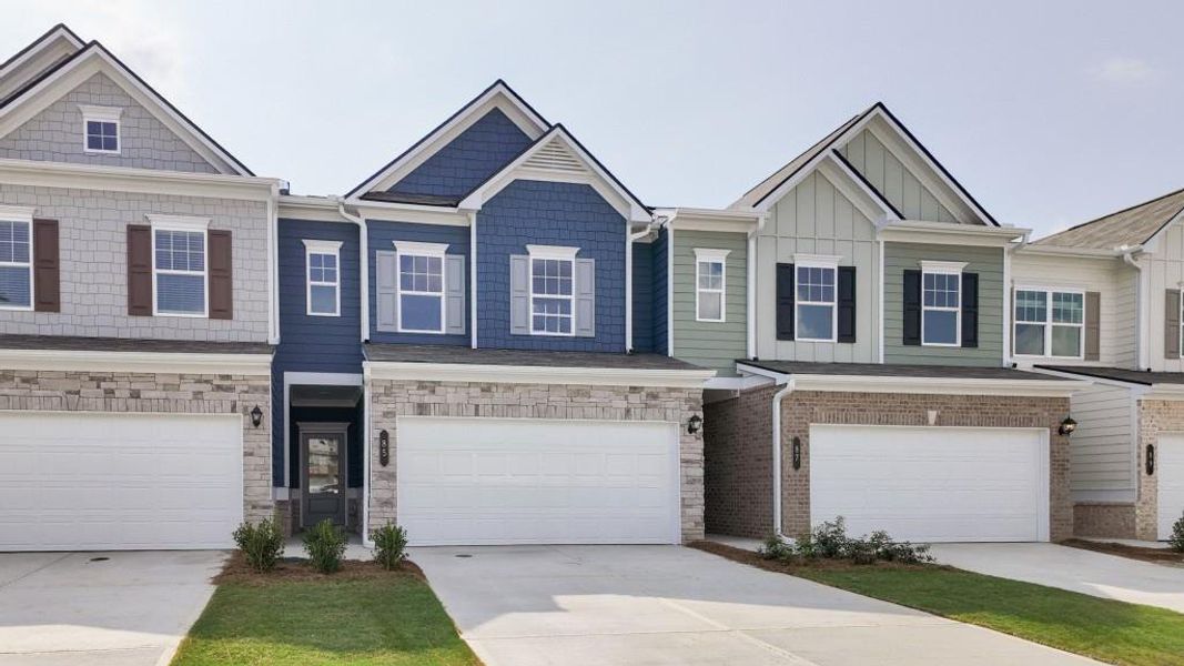Front exterior of a new home in Sterling At The Villages, Calhoun, GA, highlighting curb appeal (Image 17).