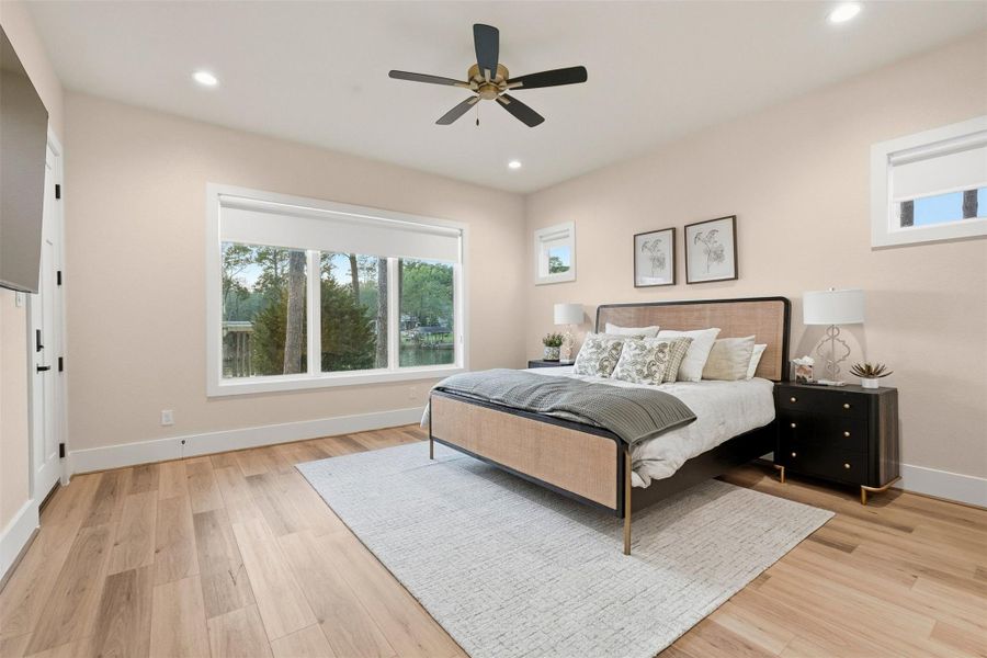 Primary Bedroom on the First Floor with Great Views of Lake Conroe