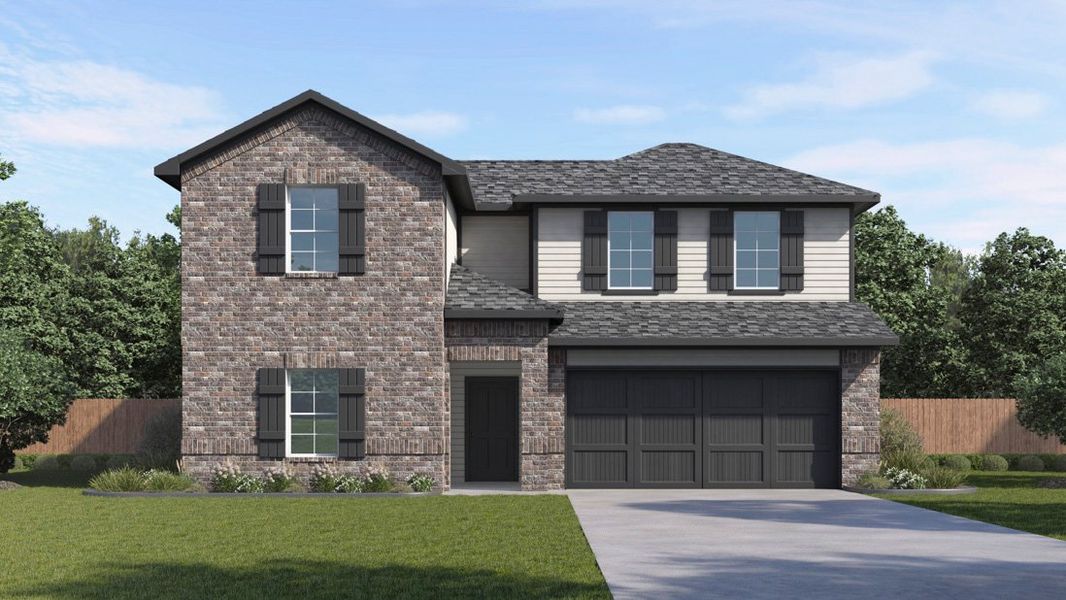 Representative exterior photo of a completed home built from the Ozark by D.R. Horton in Bel Air Village, Sherman, TX (Image 1). Representative exterior photo of a completed home built from the Ozark by D.R. Horton in Bel Air Village, Sherman, TX (Image 1).