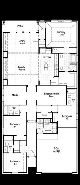 2D floor plan layout for the Surrey by Highland Homes in Mantua Point: 55ft. lots, Van Alstyne, TX (Image 7).