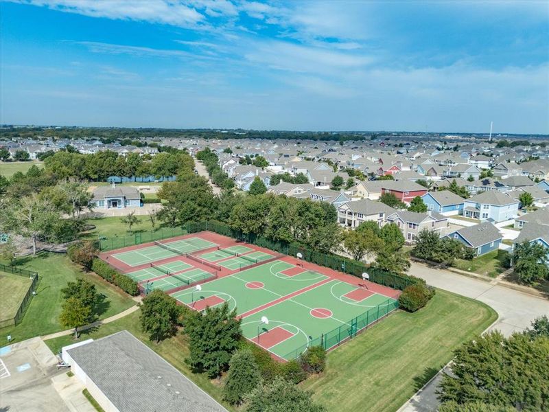 Aerial perspective of suburban area Aerial perspective of suburban area
