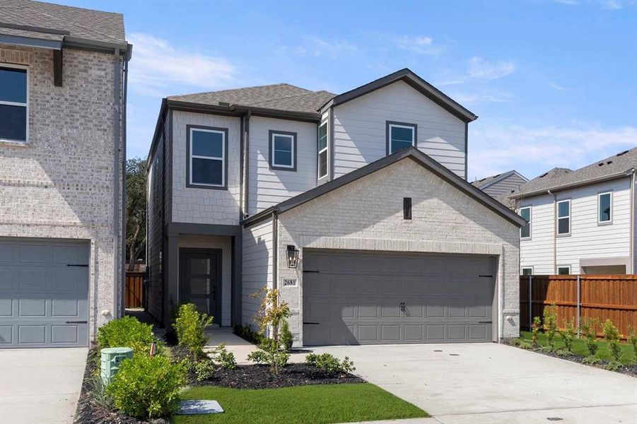 Front exterior of a new home in Sereno Oaks at Buckner Terrace, Dallas, TX, highlighting curb appeal (Image 2).
