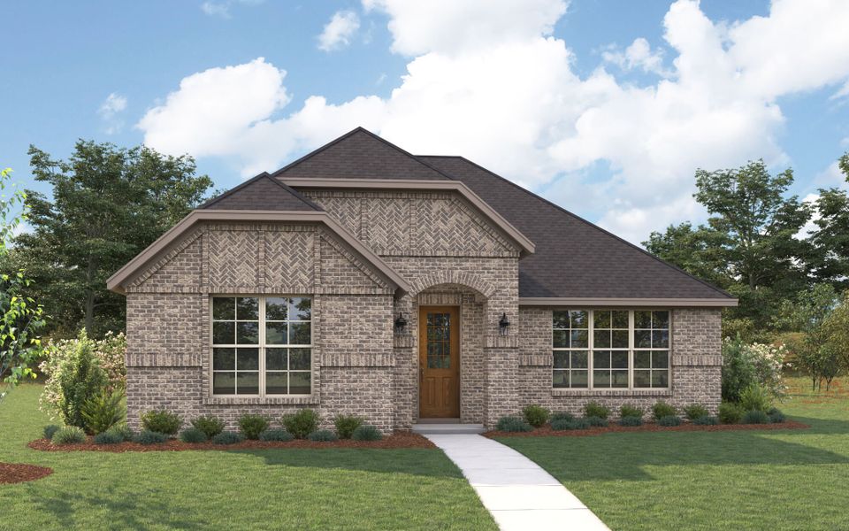 Representative exterior photo of a completed home built from the Buchanan by Mattamy Homes in Bridges at Preston Crossings, Gunter, TX (Image 13). Representative exterior photo of a completed home built from the Buchanan by Mattamy Homes in Bridges at Preston Crossings, Gunter, TX (Image 13).