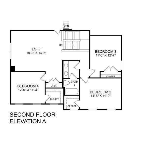 2D floor plan layout for the Greenwood by Ryan Homes in Linden Park, Duncan, SC (Image 2).
