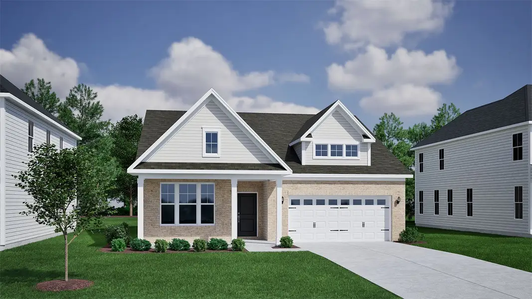 Representative exterior photo of a completed home built from the Cary - Vanguard Collection by Mungo Homes in Cottages at Lake Emory, Inman, SC (Image 21).