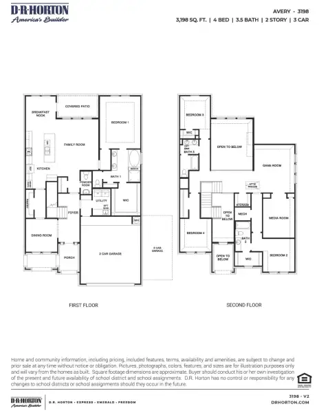 2D floor plan layout for the Avery by D.R. Horton in Alexander 65' Homesites, Pearland, TX (Image 5).