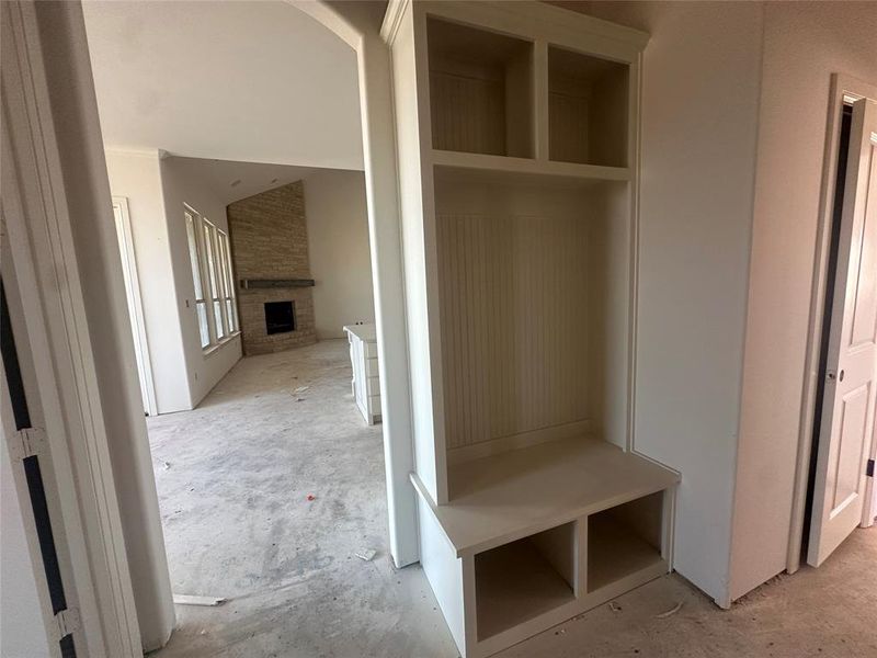 Mud Bench and half bath off garage entrance