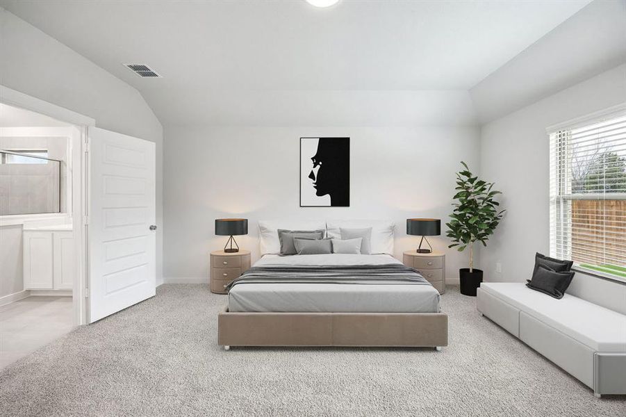 Primary Suite in the Heisman home plan by Trophy Signature Homes – REPRESENTATIVE PHOTO