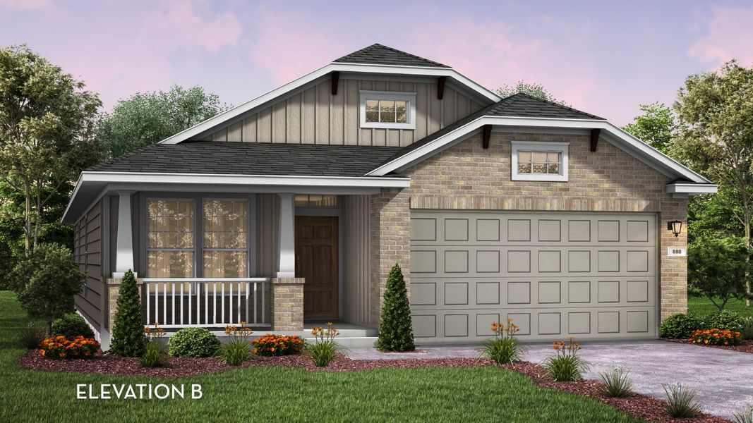 Representative exterior photo of a completed home built from the Comanche by CastleRock Communities in Hughes Landing, Dickinson, TX (Image 2).