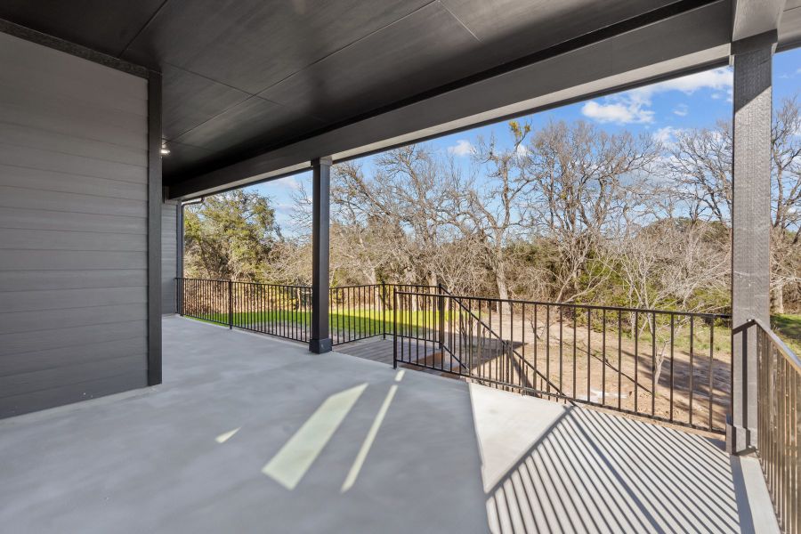 Representative exterior details of a home built from the The Rockmoor by David Weekley Homes in Rees Landing Estates, Spicewood (Image 2).