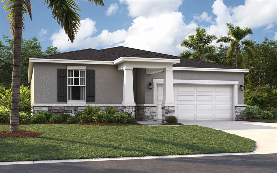 Front exterior of a new home in Village at Windsor Reserve, Eagle Lake, FL, highlighting curb appeal (Image 1). Front exterior of a new home in Village at Windsor Reserve, Eagle Lake, FL, highlighting curb appeal (Image 1).
