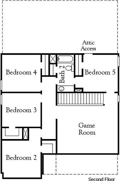 2D floor plan layout of this home in Windrose Green 45', Angleton, TX (Image 3).