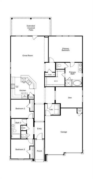 This floor plan features 3 bedrooms, 2 full baths, and over 2,000 square feet of living space.