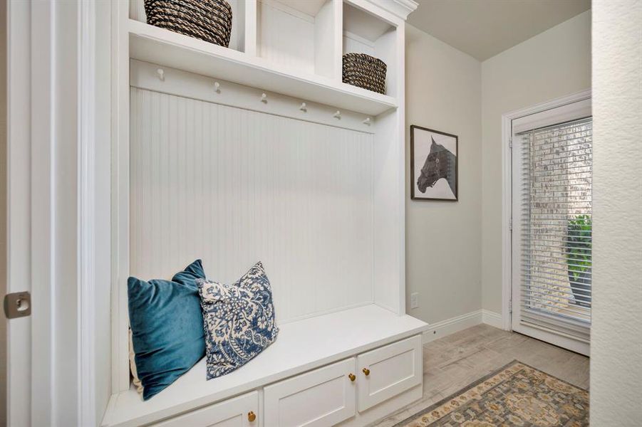 Love the seating as you come in from the garage or patio.