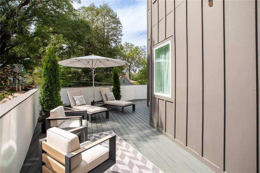 Exterior details and patio area of a home in , Atlanta (Image 43).
