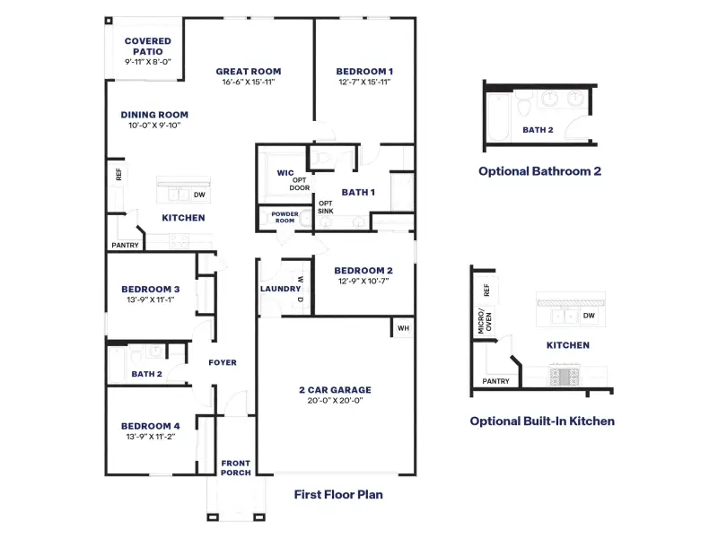 2D floor plan layout for the Cali by D.R. Horton in Windrose, Waddell, AZ (Image 3). 2D floor plan layout for the Cali by D.R. Horton in Windrose, Waddell, AZ (Image 3).