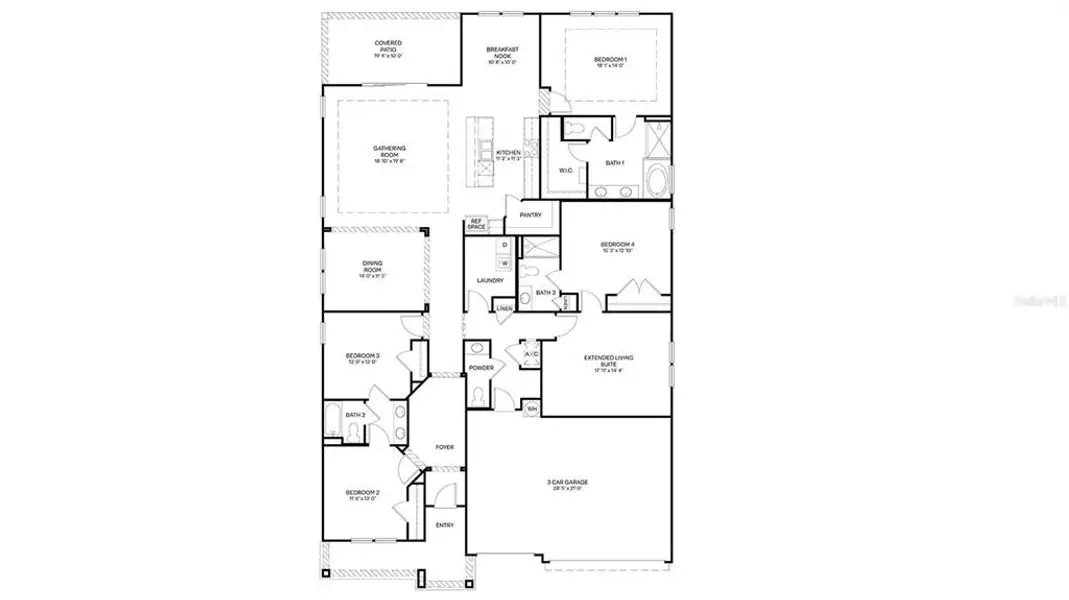 2D floor plan layout of this home in Sawmill Branch, Palm Coast, FL (Image 3).