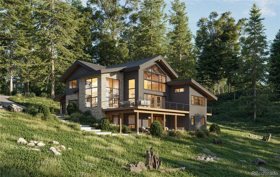 Front exterior of a new home in , Conifer, CO, highlighting curb appeal (Image 7).